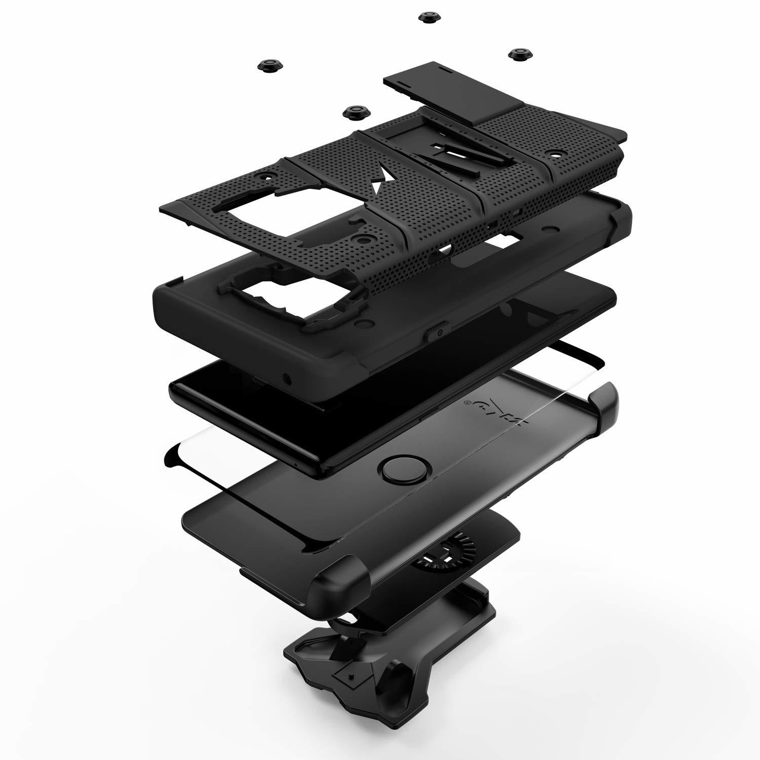 Case Galaxy Note 9 Negros c/ Vidrio Templado c/ Gancho c/ 2 parantes Zizo Z-bold