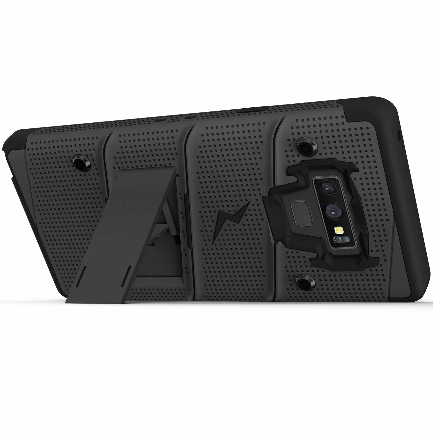 Case Galaxy Note 9 Negros c/ Vidrio Templado c/ Gancho c/ 2 parantes Zizo Z-bold