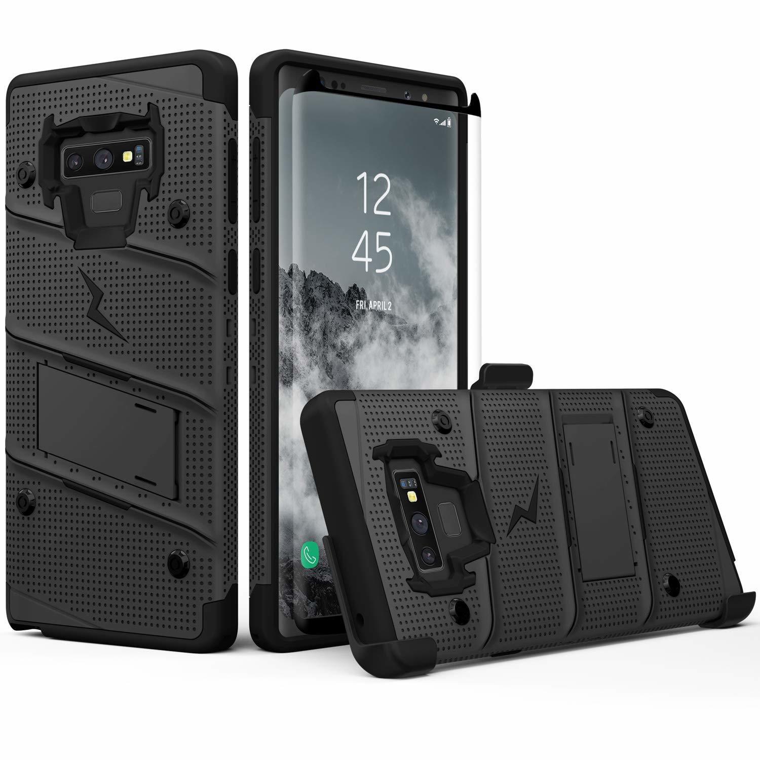 Case Galaxy Note 9 Negros c/ Vidrio Templado c/ Gancho c/ 2 parantes Zizo Z-bold