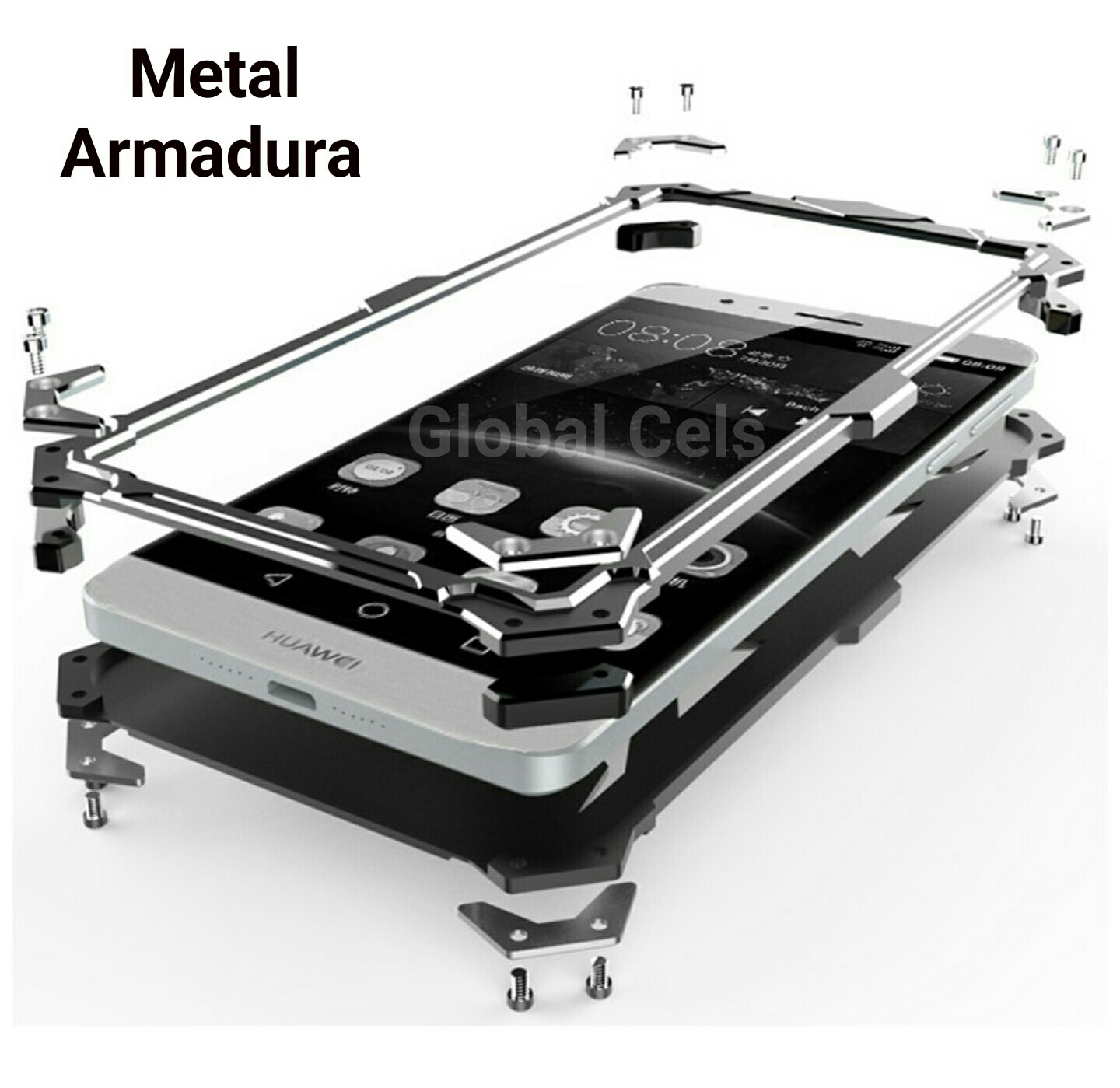 Case Funda Metal Huawei G8 G8 Rio G8 THOR Protector para caídas con pernos atornillables Armadura