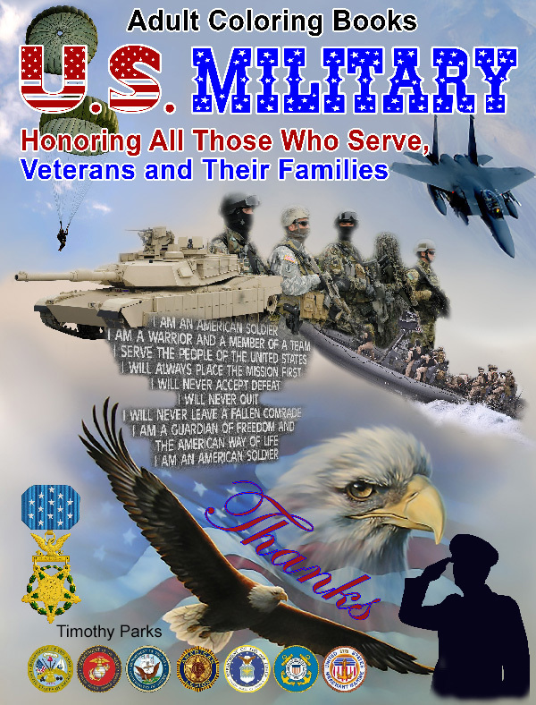 U.S. Military Coloring Book for Adults Digital Download usm2017tp