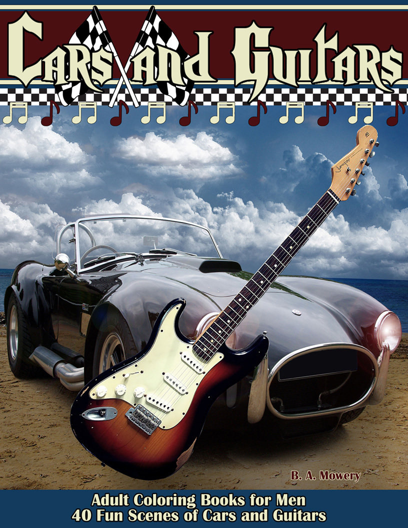 Cars and Guitars Coloring Book for Men Digital Download smcg2017