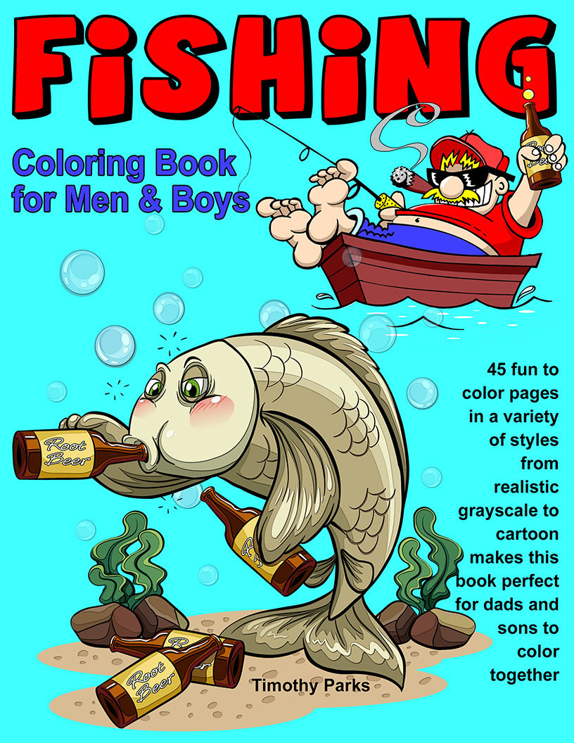 Fishing Coloring Book for Men & Boys Digital Download tpf2017