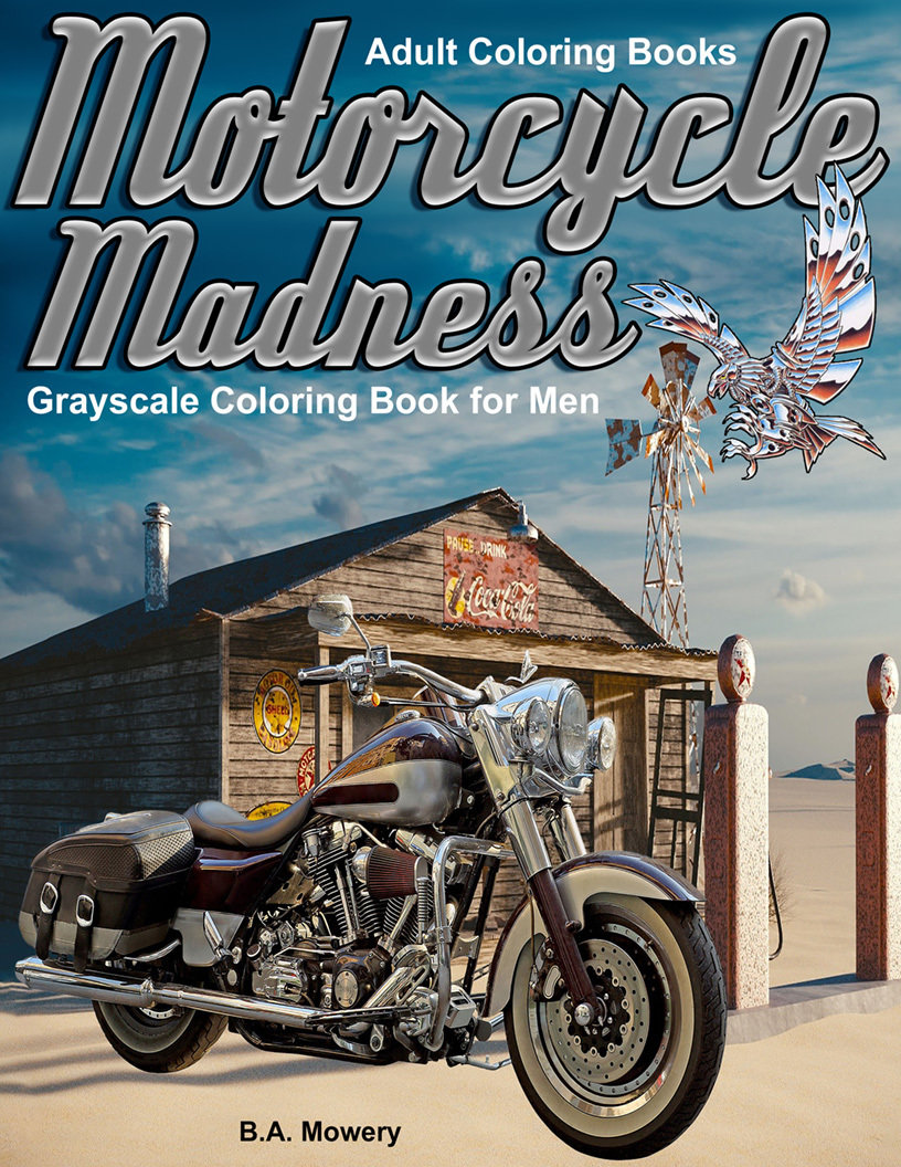 Motorcycle Madness Coloring Book for Adults Digital Download smmm2017