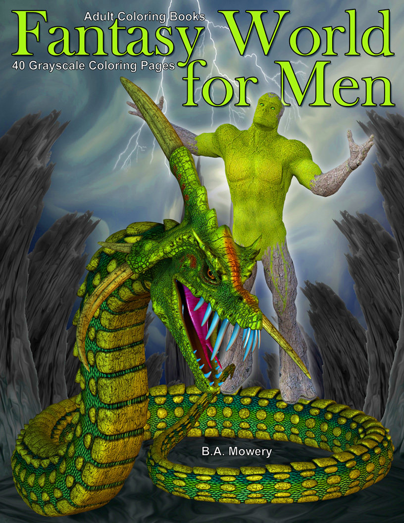 Fantasy World for Men Coloring Books for Adults Digital Download bamfw2017