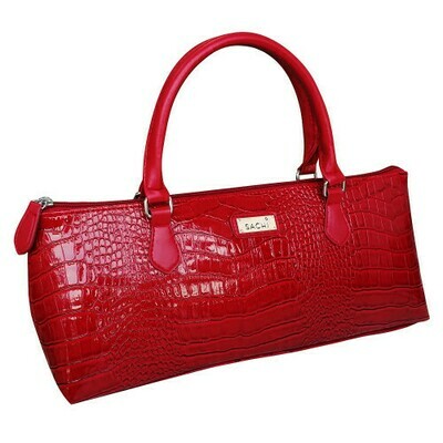 Insulated Wine Handbag - Crocodile Red