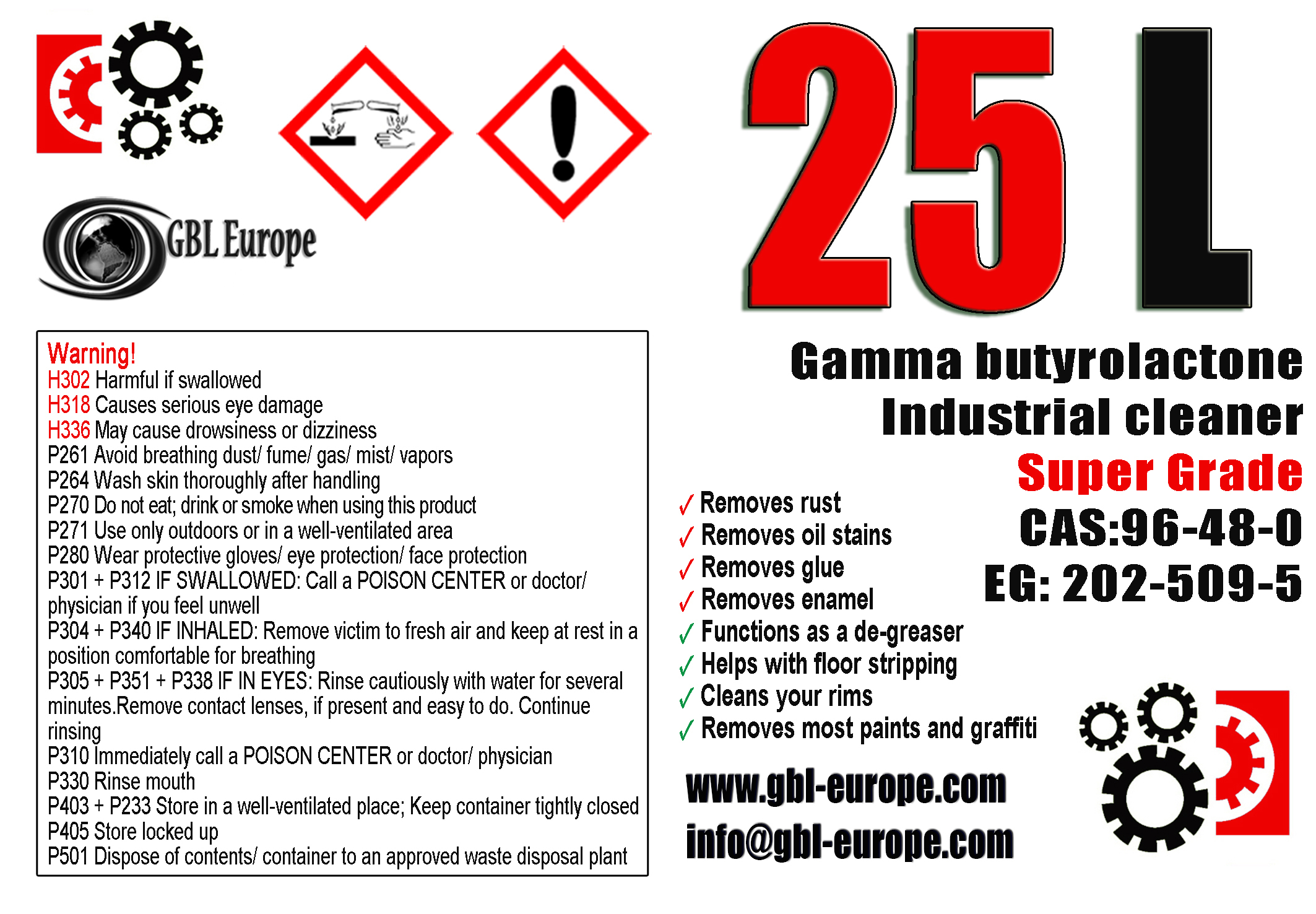 Industrial Cleaner 25.000 ml Super Grade Canister 000225 HS Code 29322020