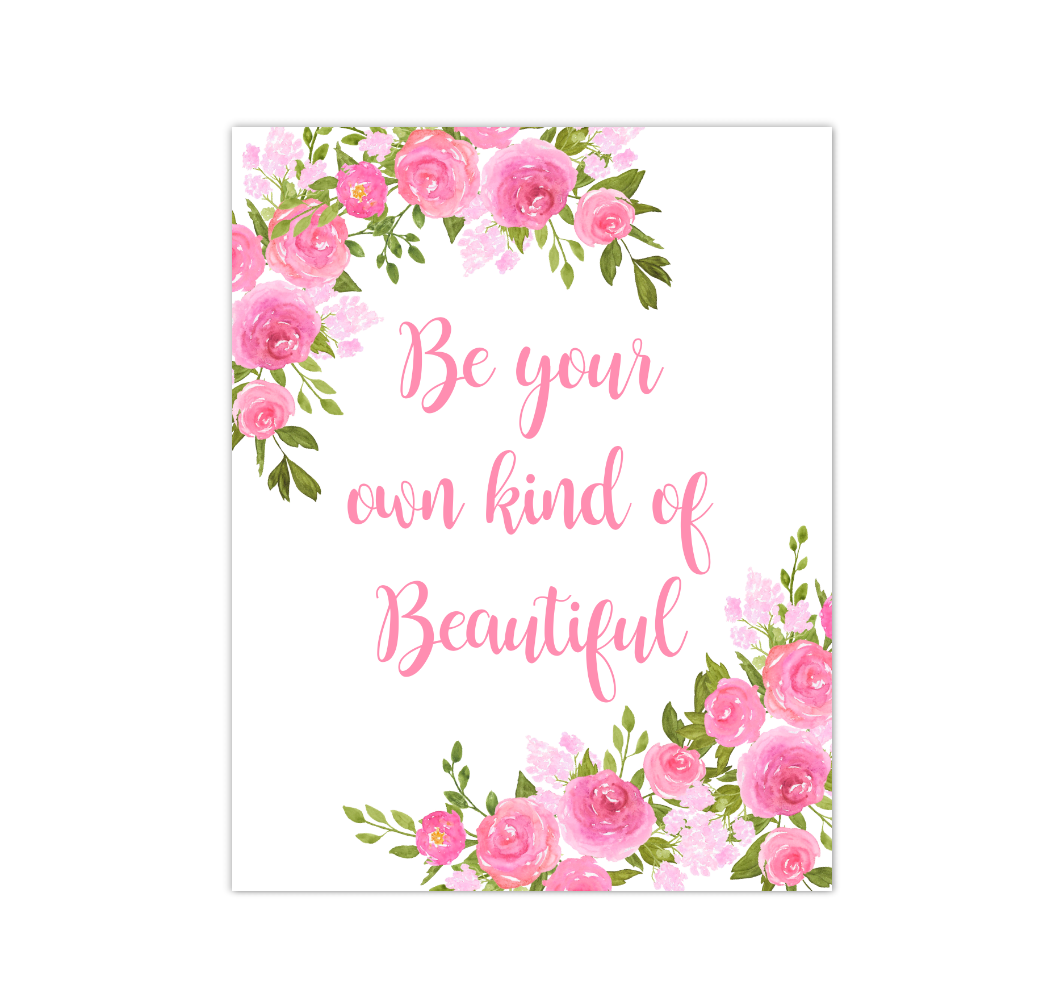 Pink Floral Watercolor Flowers Baby Girl Nursery Wall Art Canvas Prints Girl Bedroom Inspirational Quote Decor 02294