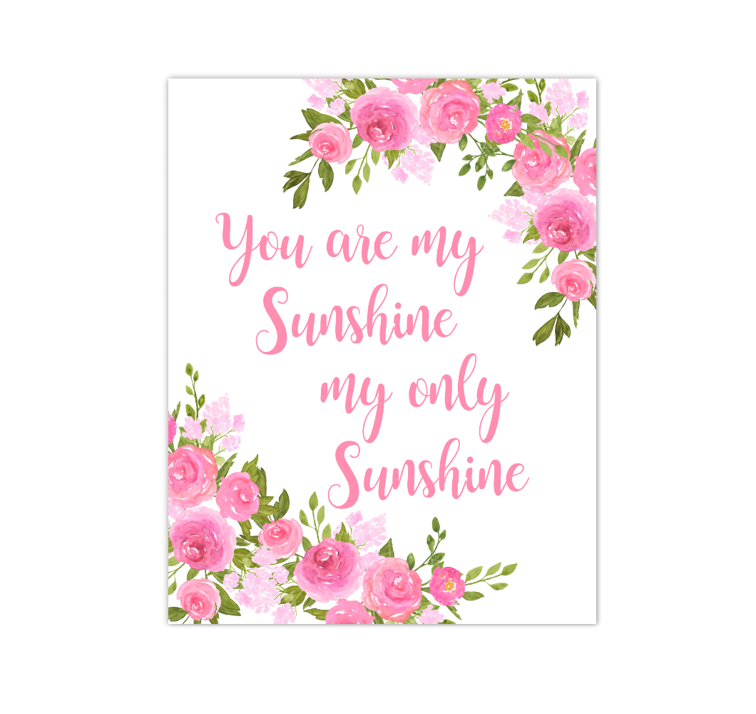Pink Floral Watercolor Flowers Baby Girl Nursery Wall Art Canvas Prints Girl Bedroom Inspirational Quote Decor 02296