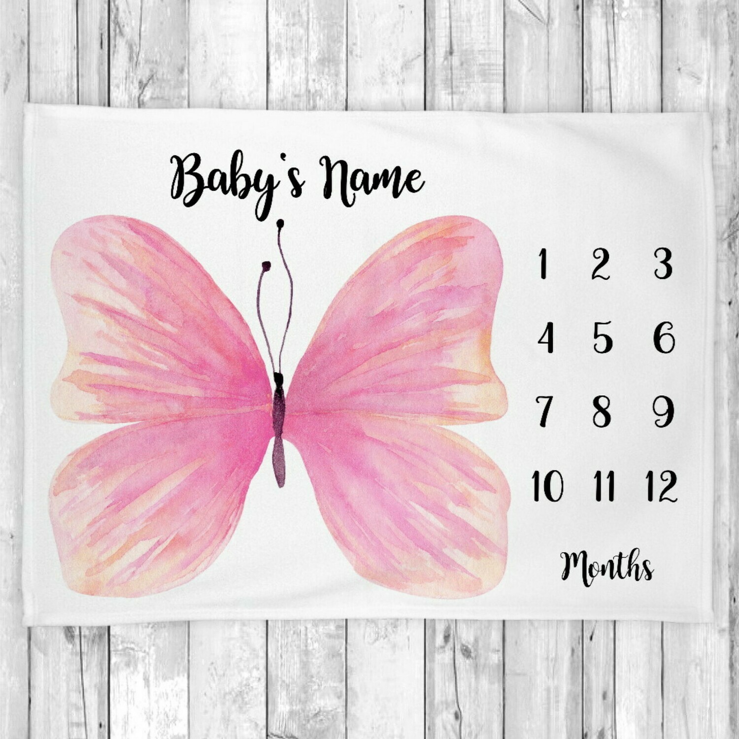 Butterfly /& Flowers Design Pink Newborn Gift Girl Personalised Baby Blanket
