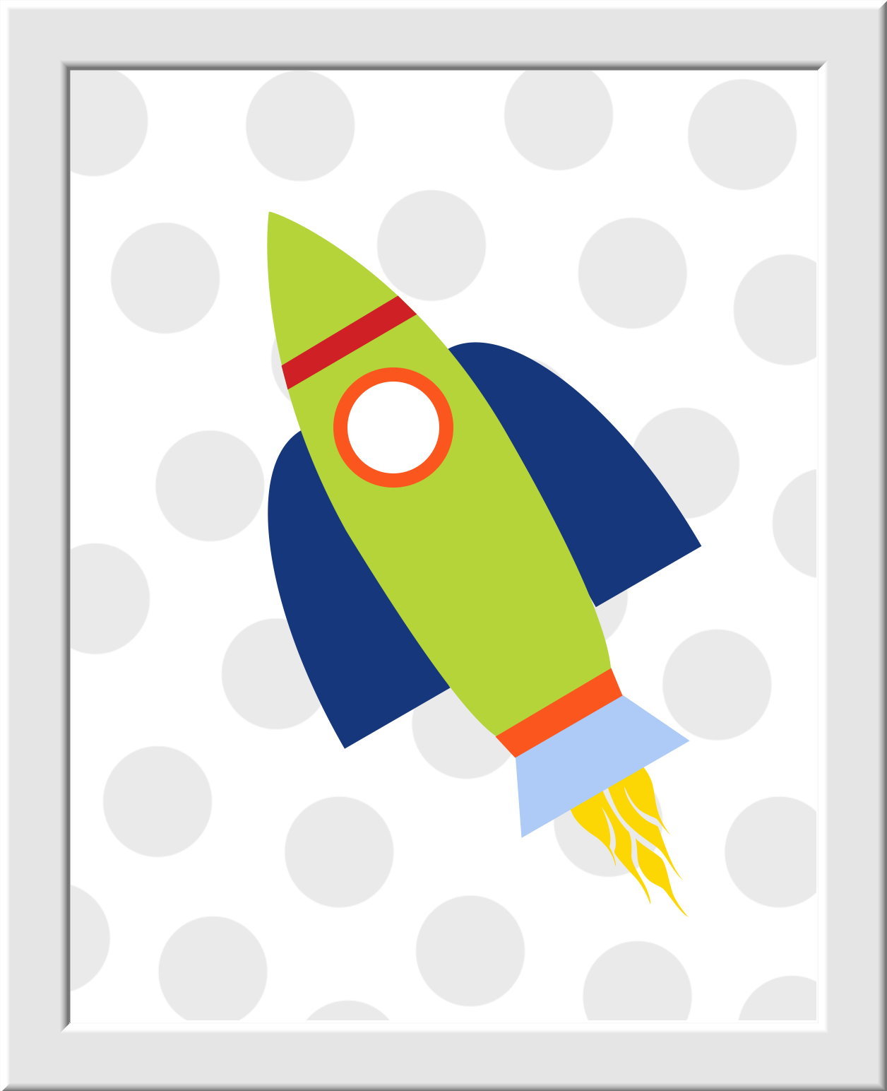 Baby Nursery Wall Art - Shoot For The Moon - Spaceships - Set of 3 - Green Blue Red - Transportation - Boys