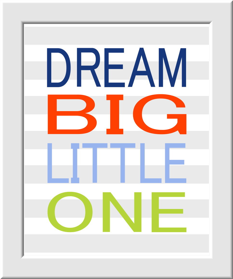 Baby Nursery Wall Art - Dream Big Little One - Helicopter Hot Air Balloon Plane - Set of 4 - Light Blue Red Green - Transportation - Boys