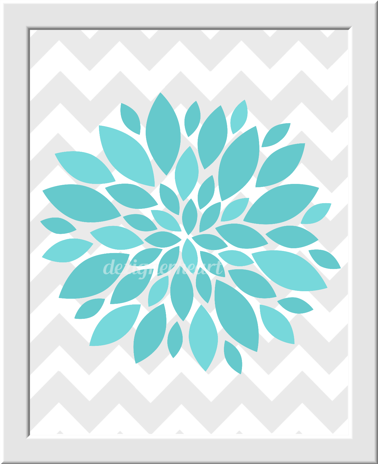 Flower Burst Prints Aqua Teal Gray Dahlias Floral Bath Art Girls Room Wall Art Baby Nursery Decor Spa Bath Flower Home Decor Chevron Wall Art Home Decor Prints SET OF 3 UNFRAMED PRINTS OR CANVAS