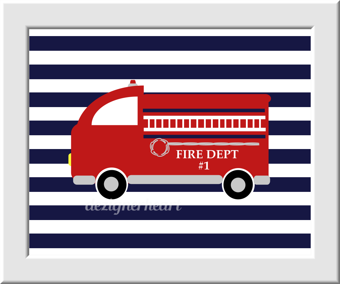 Fire Truck Baby Boy Nursery Wall Art Firetruck Red Navy Blue You are Braver Baby Boy Decor Boys Room Wall Art Playroom Art Toddler Boy Decor Art Baby Nursery Decor