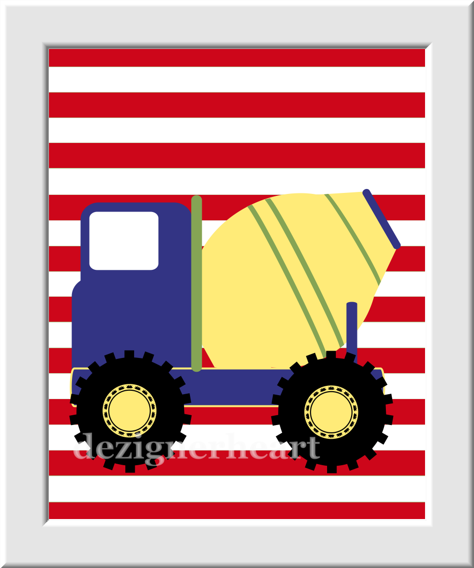 Baby Boy Nursery Wall Art Construction Trucks Vehicles Green Red Blue Yellow Boys Room Wall Art Playroom Art Builder Baby Nursery Decor Art SET OF 4 UNFRAMED PRINTS