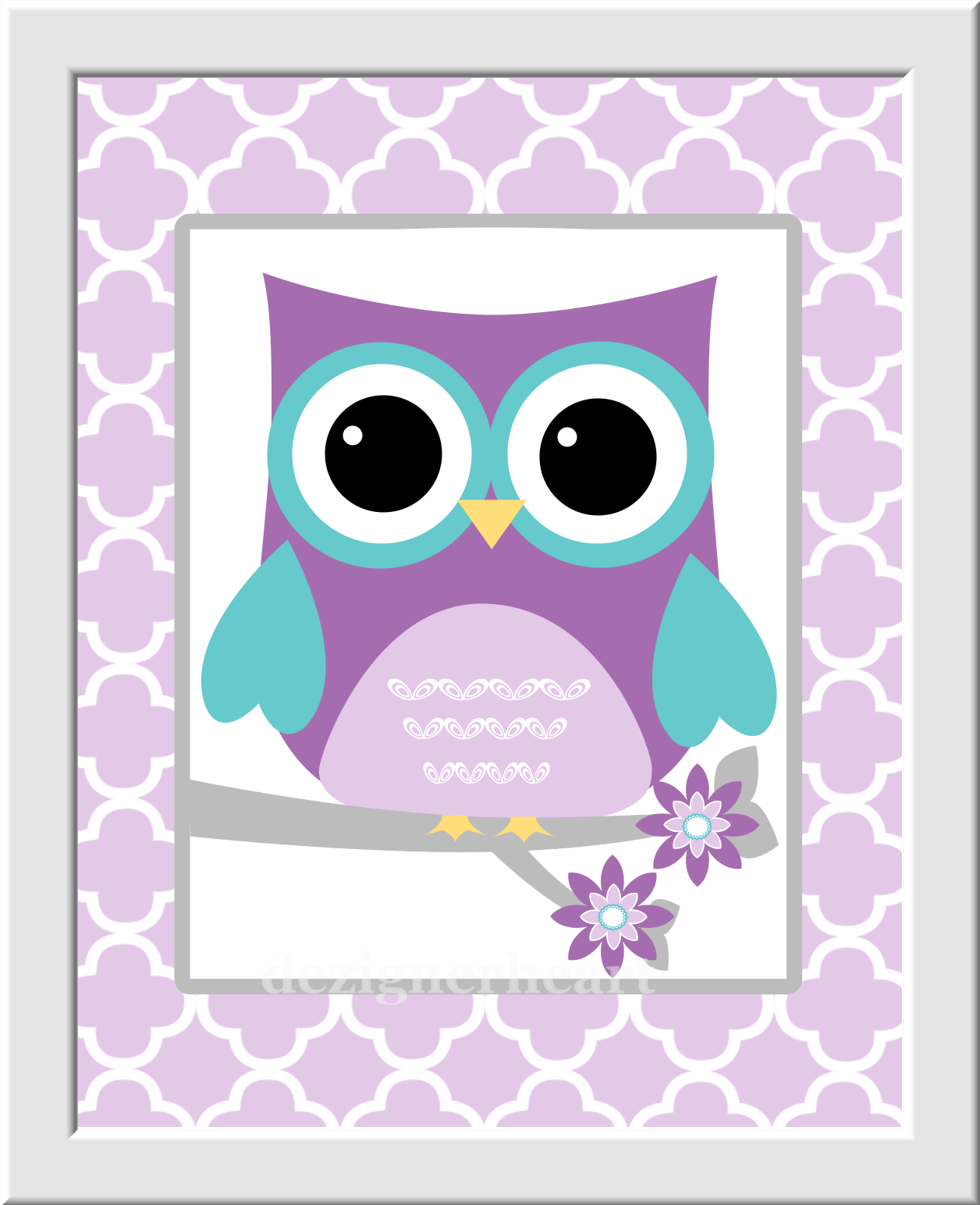 Owl Girl Nursery Art Purple Teal Lavender LOVE Print Baby Girl Nursery