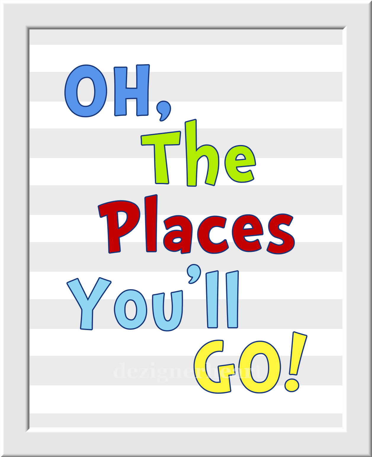 Space Baby Nursery Art Boy Room Wall Decor Rocket Ship Oh The Places You'll Go Dr Seuss Gray Chevron Baby Nursery Decor Toddler Boy Art