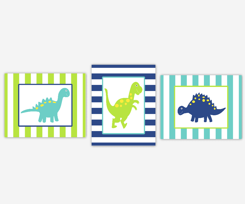 Decor Ideas Set of 3 Boys Bedroom Prints Dinosaur Nursery Pictures