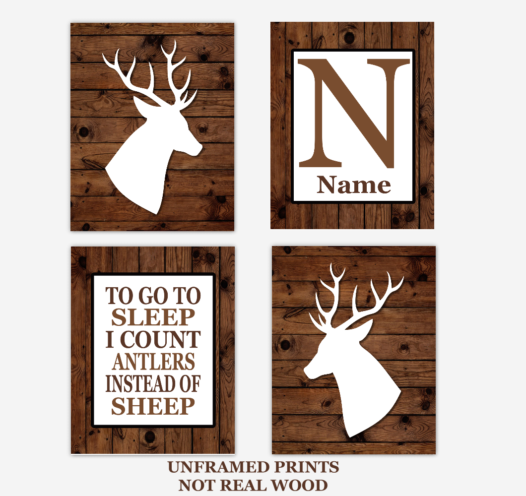 Deer Baby Boy Nursery Wall Art Rustic Brown White Personalized Baby Nursery Decor To Go To Sleep Quote 01724