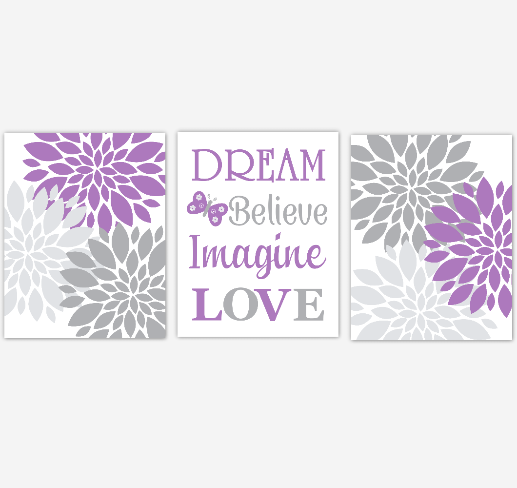 Purple Gray Dahlia Mum Flower Baby Girl Nursery Art Girl Bedroom Home Decor Baby Nursery Decor Prints 01866