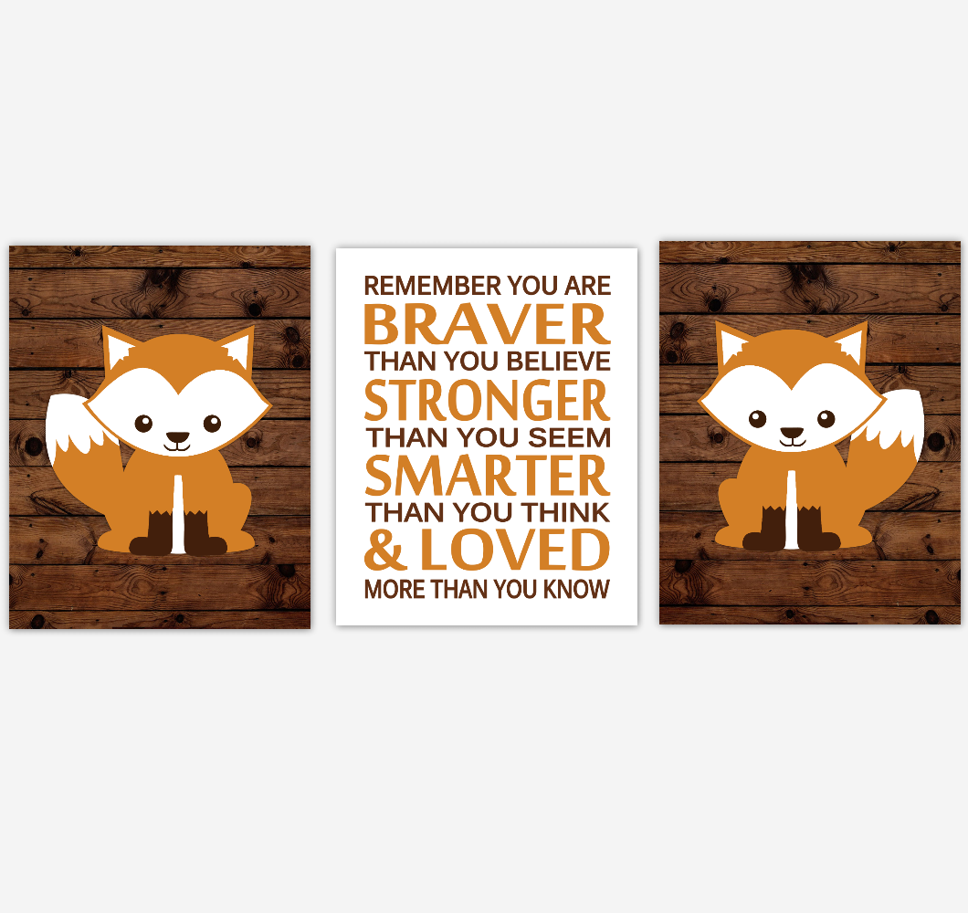 Fox Baby Boy Nursery Wall Art Orange Brown Woodland Animals Boy Bedroom Home Decor Rustic Farmhouse Baby Nursery Decor Prints 01869