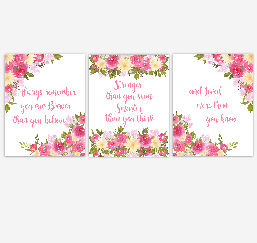 Watercolor Flower Wall Art Baby Girl Nursery Pink Watercolor Flower Wall Art Baby Girl Nursery Pink Yellow Floral Wall Art Prints Home Decor SET OF 3 UNFRAMED PRINTS 01892
