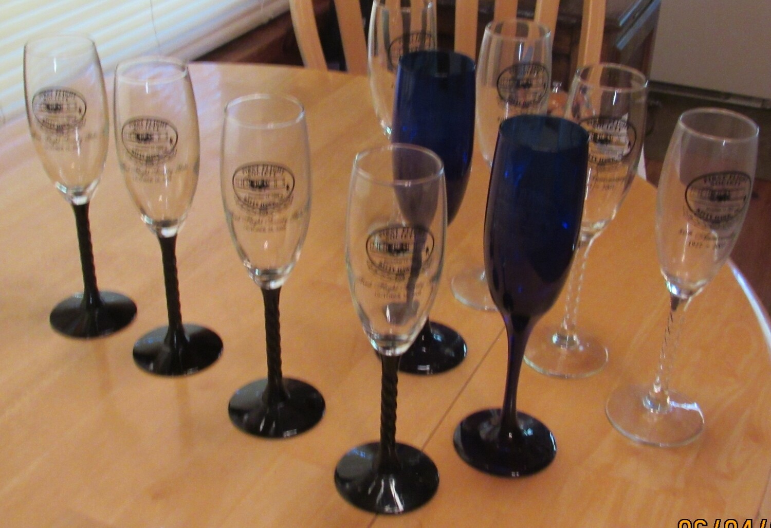 First Flight Society Champagne Glasses-Black Stem First Flight Society Champagne Glasses-Black Stem