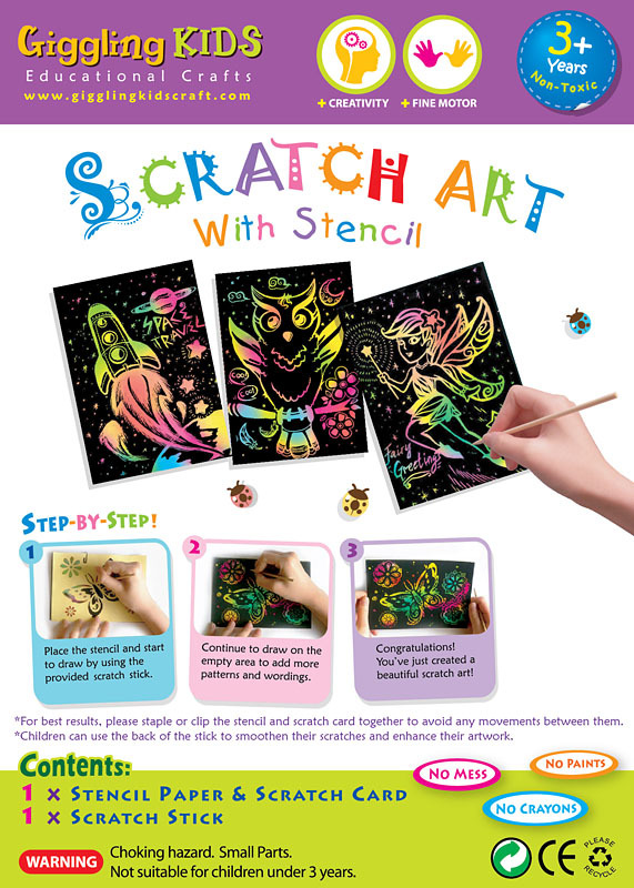 Party Bag Idea: 10 Small Scratch Art Stencil kits PB - 2