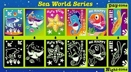 Glow In The Dark Sand Art Party Kit 2, 30 cards SA-GID-BP2