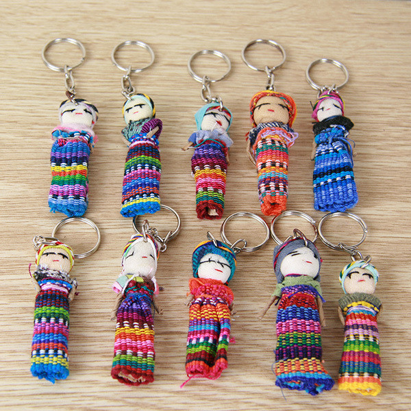 Worry Doll on Key Ring - Set of 10. FREE SHIPPING Worry Doll on Key Ring - Set of 10. FREE SHIPPING