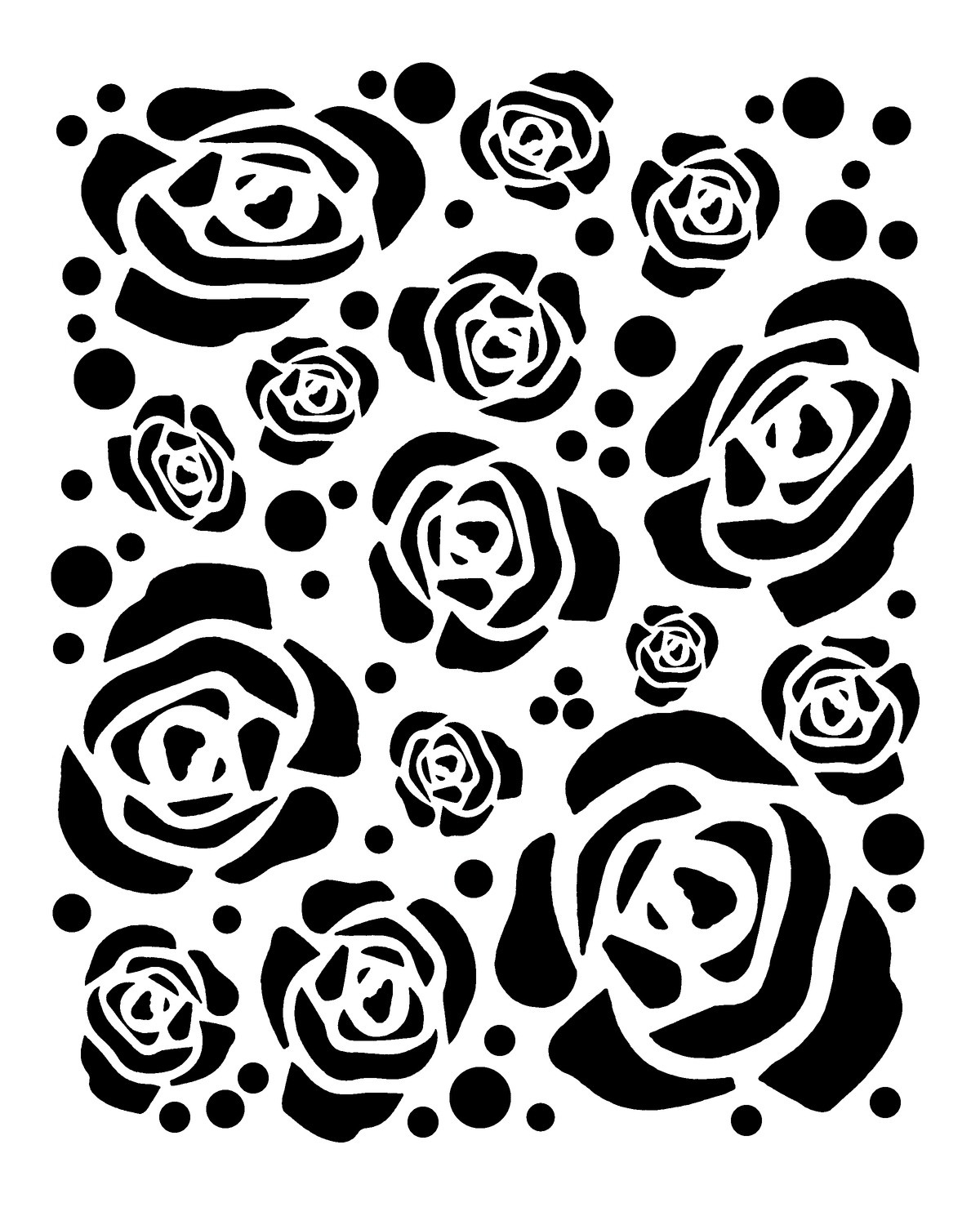 large roses stencil