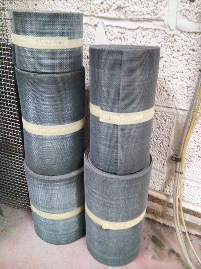 Various sizes: galvanised woven 12 mesh: 1.61mm aperture OC7
