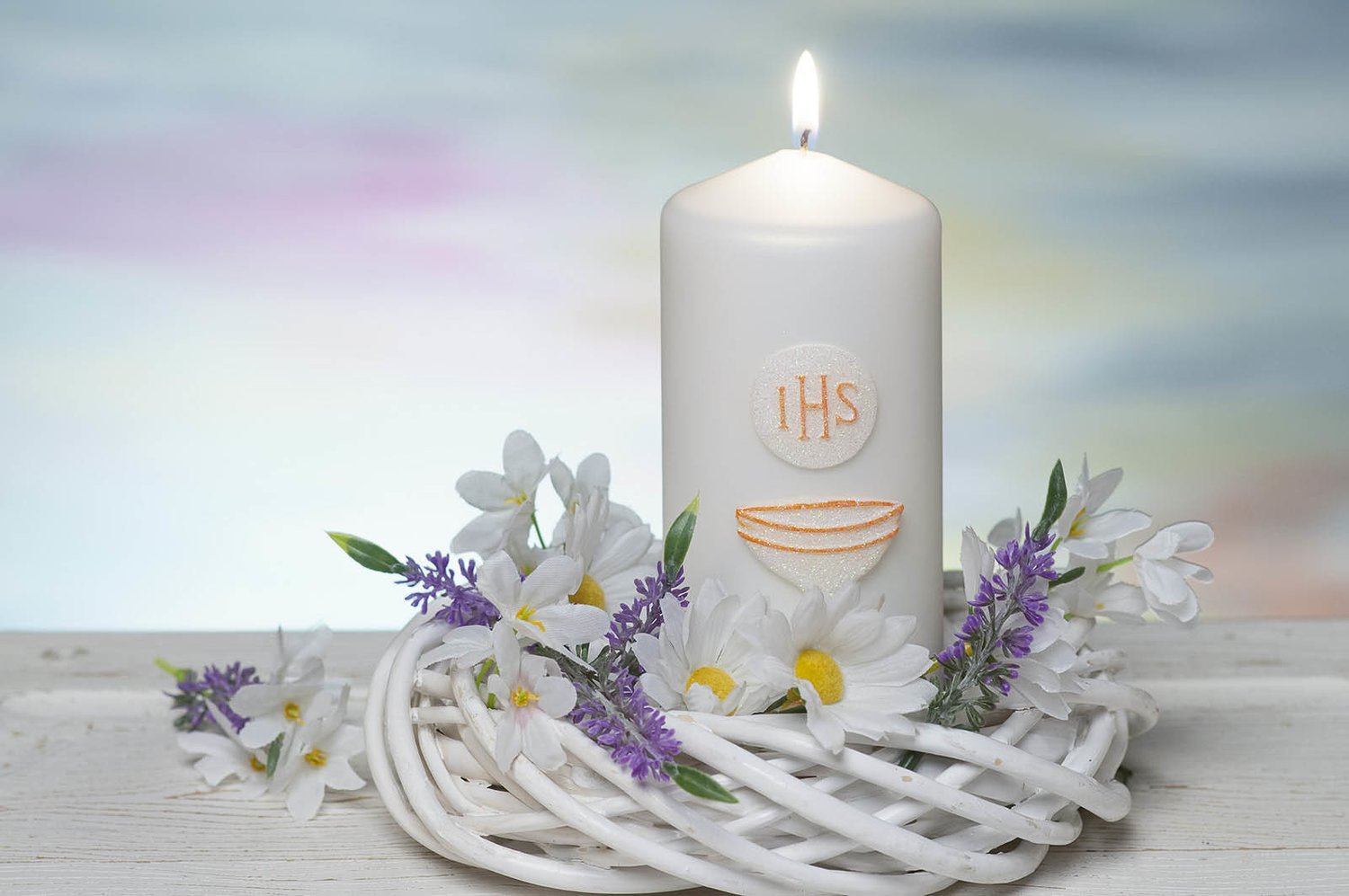 First Holy Communion Confirmation 2 Pillar Candle 70x150mm