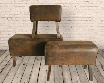Set Of 3 Distressed Faux Leather Gym Pommel Horses Set Of 3 Distressed Faux Leather Gym Pommel Horses