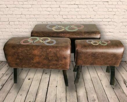 Set Of 3 Olympic Ring Faux Leather Gym Pommel Horses Set Of 3 Olympic Ring Faux Leather Gym Pommel Horses