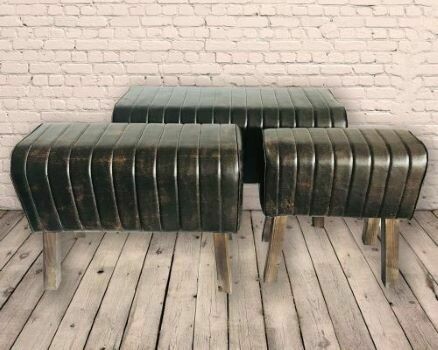 Set Of 3 Rolled Dark Faux Leather Gym Pommel Horses Set Of 3 Rolled Dark Faux Leather Gym Pommel Horses