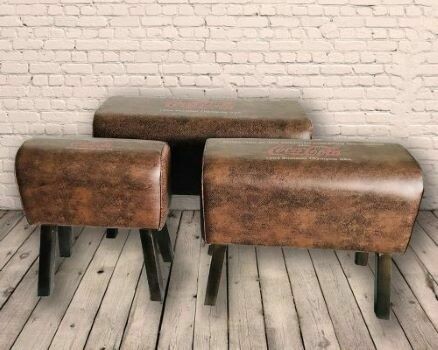 Set Of 3 Sponsored By Coca Cola Ring Faux Leather Gym Pommel Horses Set Of 3 Sponsored By Coca Cola Ring Faux Leather Gym Pommel Horses