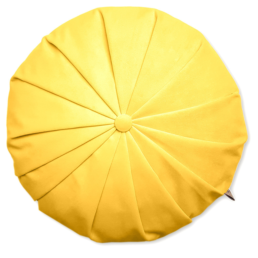 Rund velour pude - Karrygul 4207