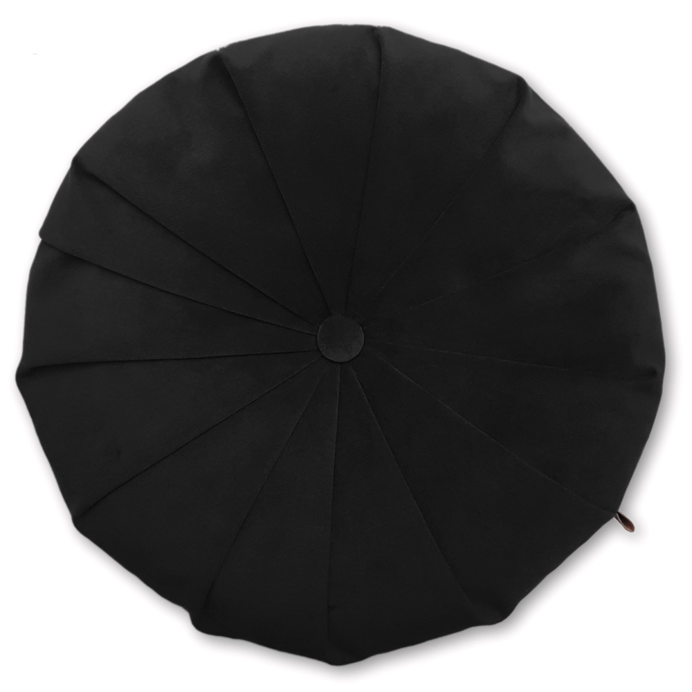 Rund velour pude - Sort 4208
