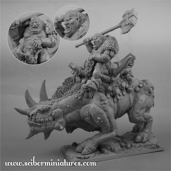 Ogre War Rhino Rider - Scibor Miniatures