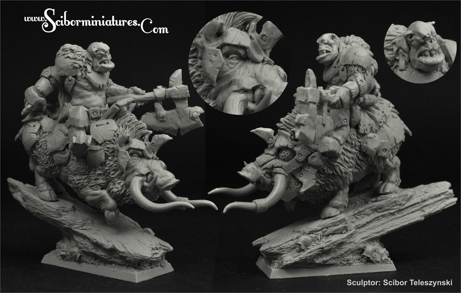 Orc Chief on War Boar - Scibor Miniatures 09000128FM0191