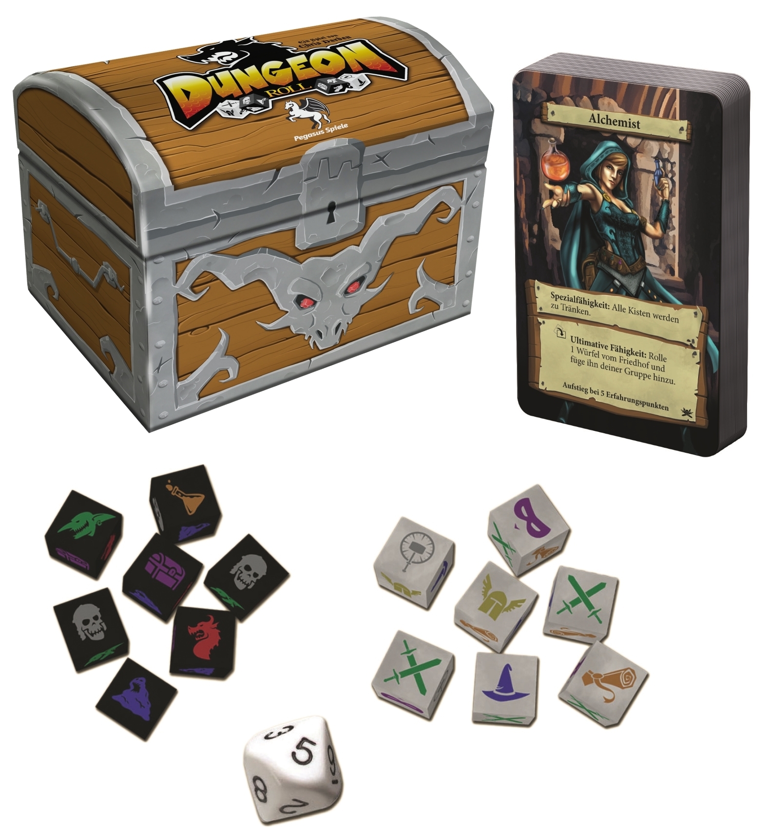 Dungeon Roll, 2. Edition inkl. "Neue Helden"-Booster - Würfelspiel - Pegasus Spiele 4250231709104