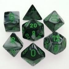 Schwarz-Grau-Grün - Opaque Polyhedral 7-Die Set (7) - Chessex Schwarz-Grau-Grün - Opaque Polyhedral 7-Die Set (7) - Chessex