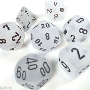 Frosted Clear-Black Dice Set - 7-Die Set (7) - Chessex Frosted Clear-Black Dice Set - 7-Die Set (7) - Chessex