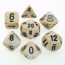 Marble Clear-Black Dice Set - 7-Die Set (7) - Chessex Marble Clear-Black Dice Set - 7-Die Set (7) - Chessex