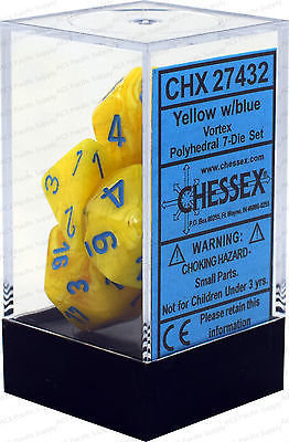 Vortex Dice Yellow/Blue - 7-Die Set (7) - Chessex Vortex Dice Yellow/Blue - 7-Die Set (7) - Chessex
