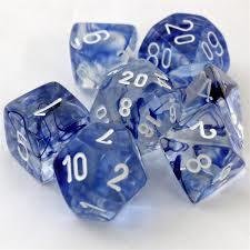 Nebula Polyhedral Dark Blue/white - 7-Die Set (7) - Chessex CHX27466