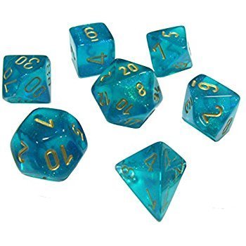 Borealis #2 Teal/gold - 7-Die Set (7) - Chessex CHX27486
