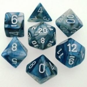 Lustrous Polyhedral Slate/white - 7-Die Set (7) - Chessex CHX27490