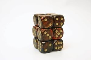Scarab 16mm d6 Blue Blood gold Dice Block - D6 16mm (6) - Chessex CHX27619